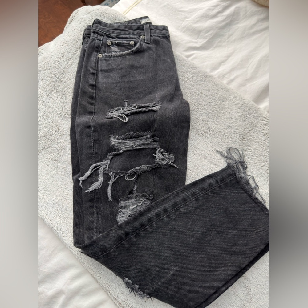 Lovers + Friends Charcoal Distressed Boyfriend Jeans